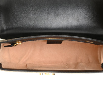 Gucci GG Supreme Monogram Calfskin Small Padlock Messenger Shoulder Bag Beige Black Cuir 5 of 17