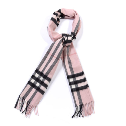 Burberry Cashmere Giant Icon Check Fringe Scarf Ash Rose 4 of 7