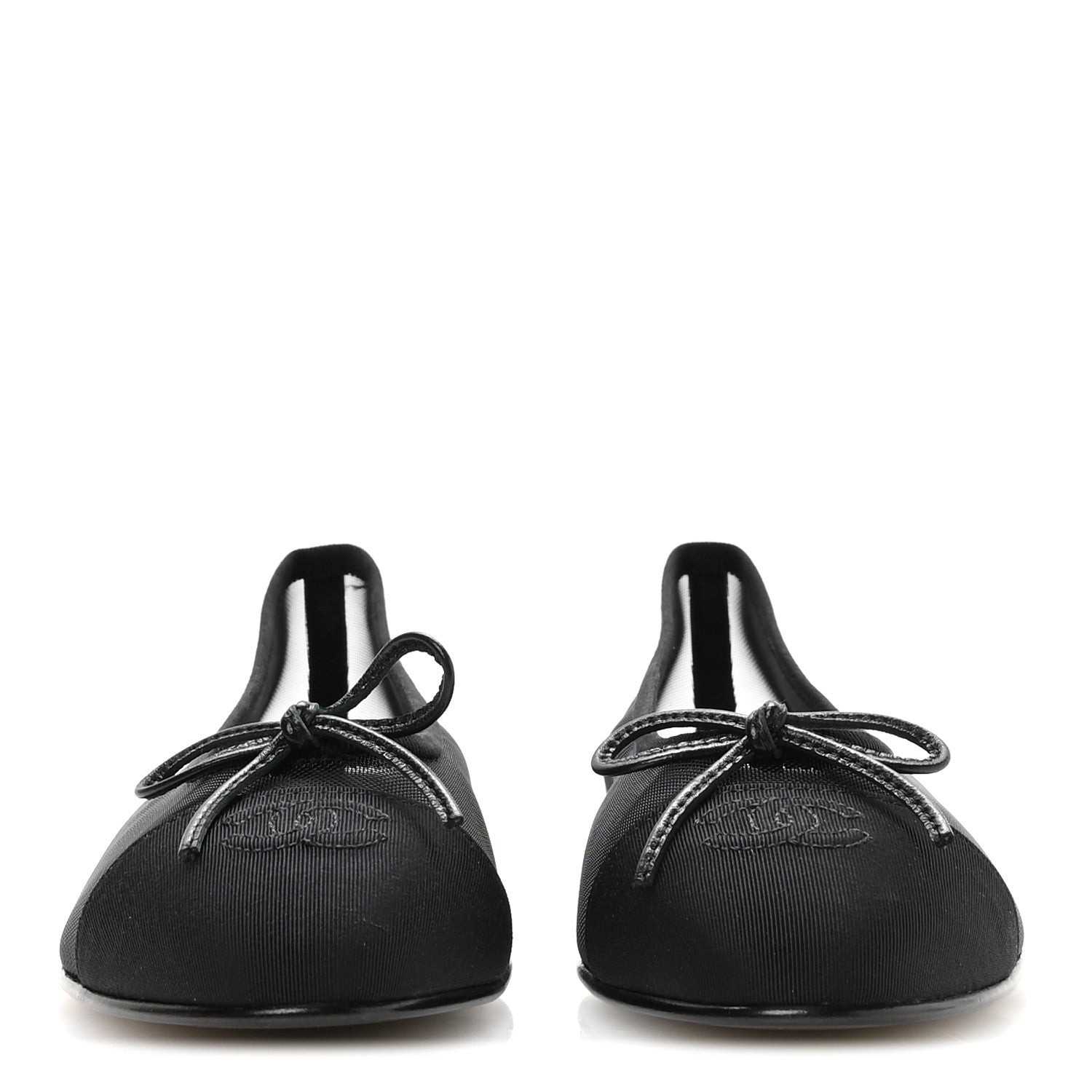 Chanel Mesh Grosgrain CC Cap Toe Ballerina Flats 37 Black 3 of 8