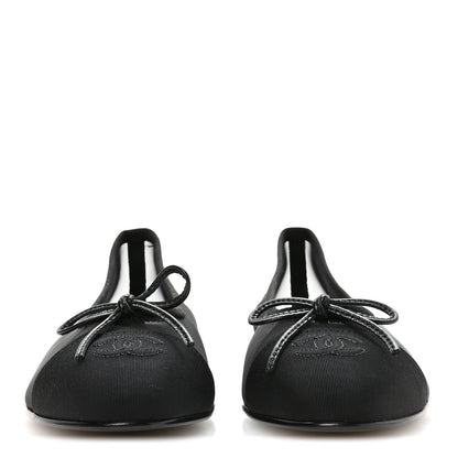 Chanel Mesh Grosgrain CC Cap Toe Ballerina Flats 37 Black 3 of 8