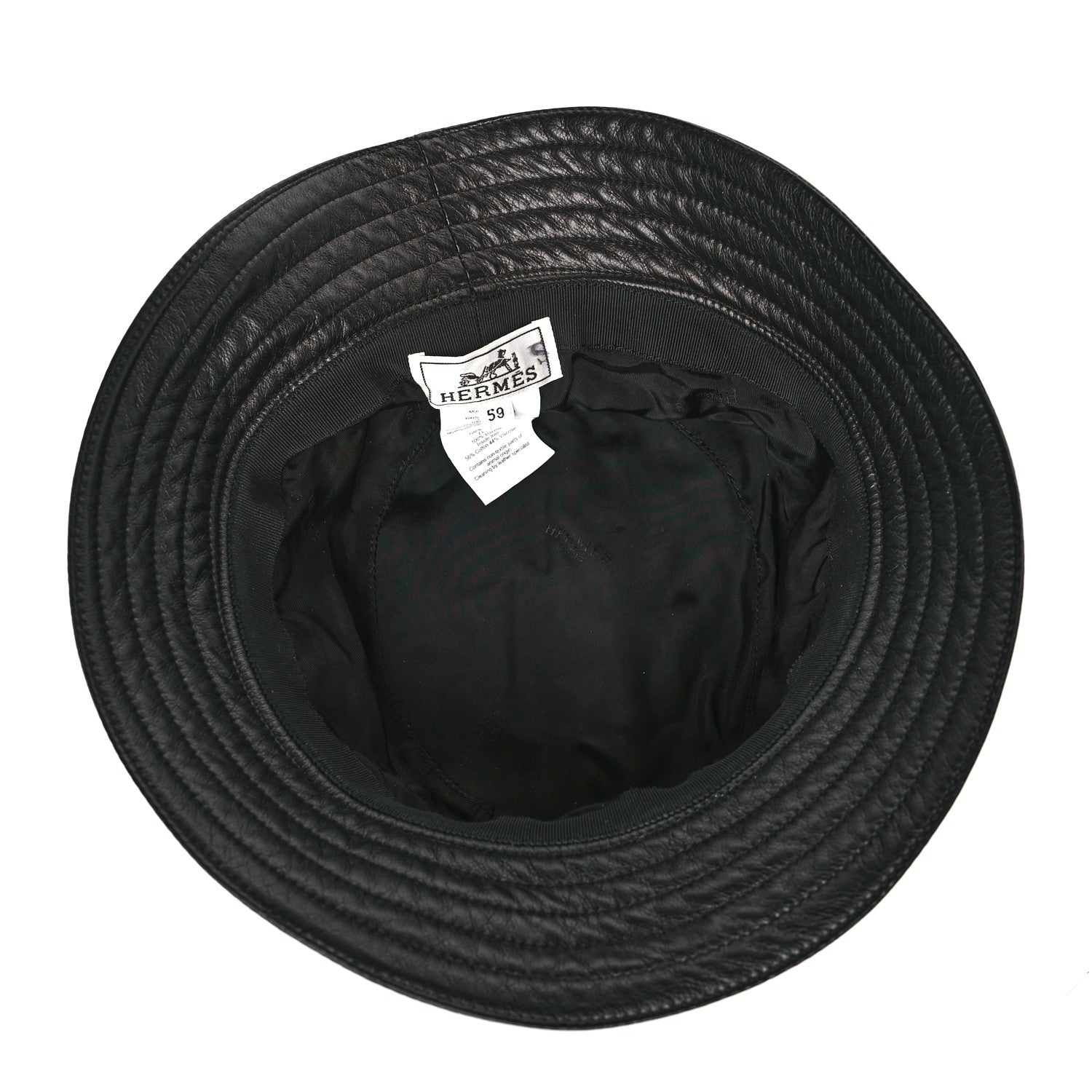 Hermes Newton Calfskin Fred Bucket Hat 59 Black 6 of 7