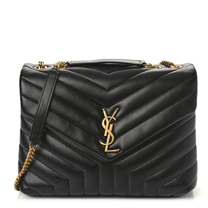 Saint Laurent Calfskin Y Quilted Monogram Medium Loulou Chain Satchel Black 1 of 8