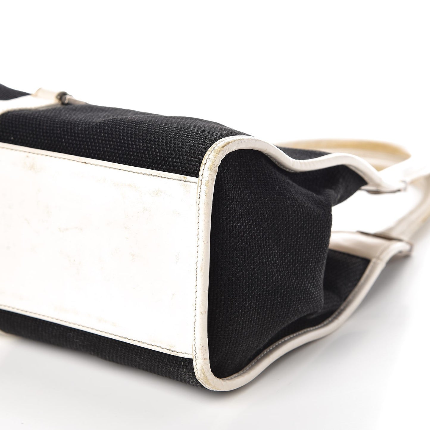 Canvas Bardot Shoulder Bag White Black