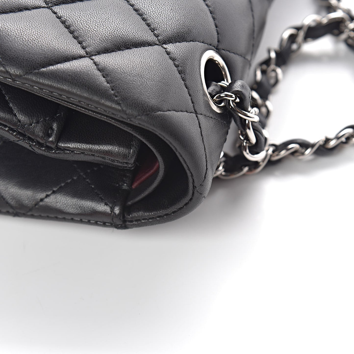 Lambskin Quilted Medium Double Flap Black
