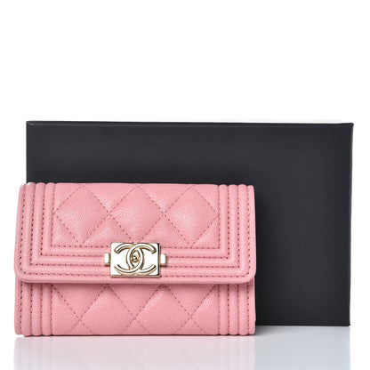 Chanel Iridescent Caviar Quilted Boy Card Holder Wallet Light Pink 9 of 9