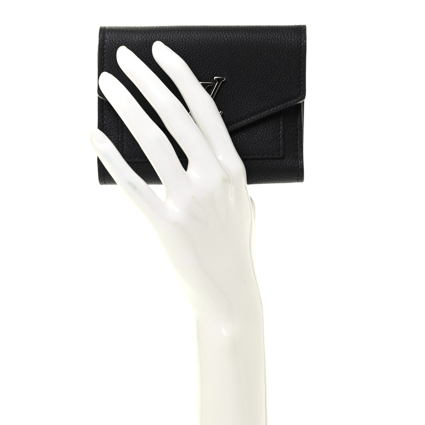 Soft Calfskin My Lockme Compact Wallet Black