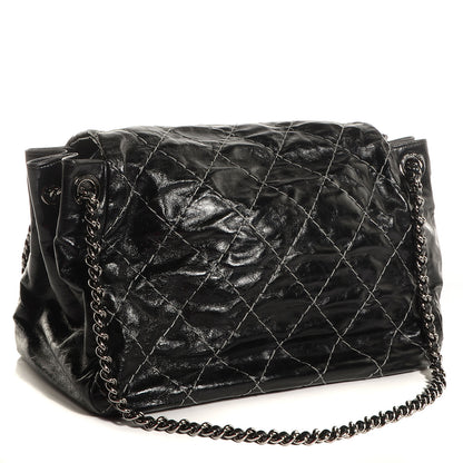 Chanel Glazed Goatskin Double Stitch Accordion Flap Black 3 of 7