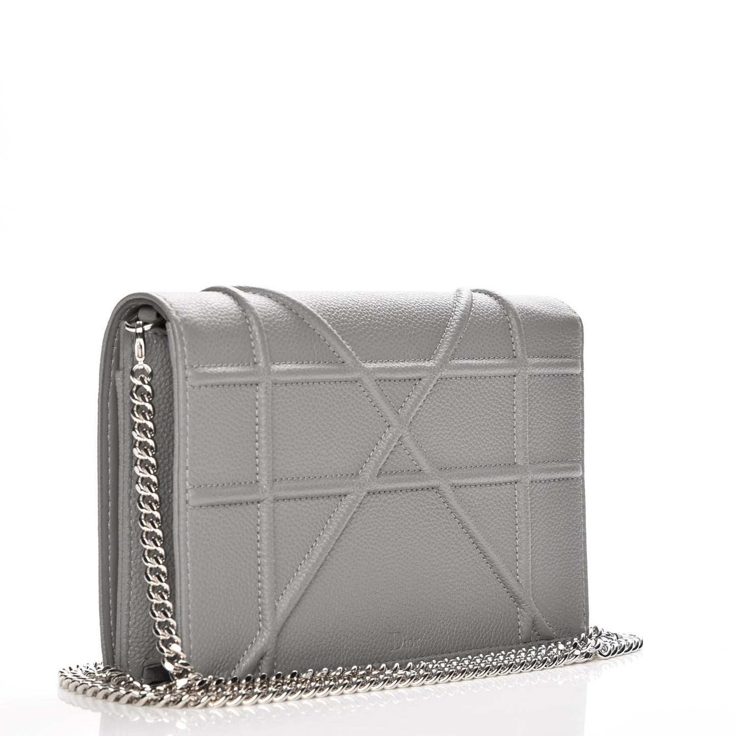 Grained Calfskin Diorama Wallet on Chain Pouch Gris