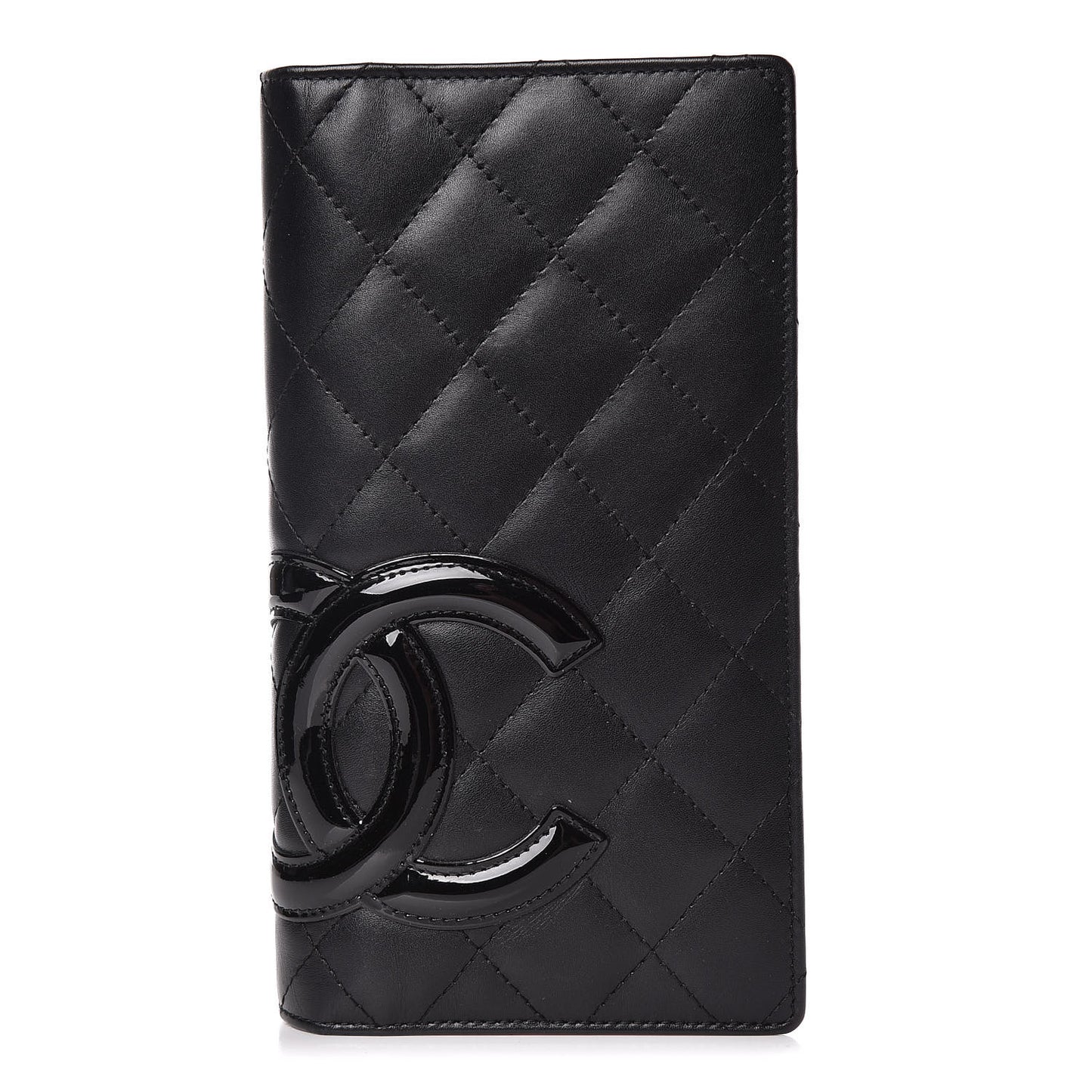 Calfskin Quilted Cambon Yen Wallet Black