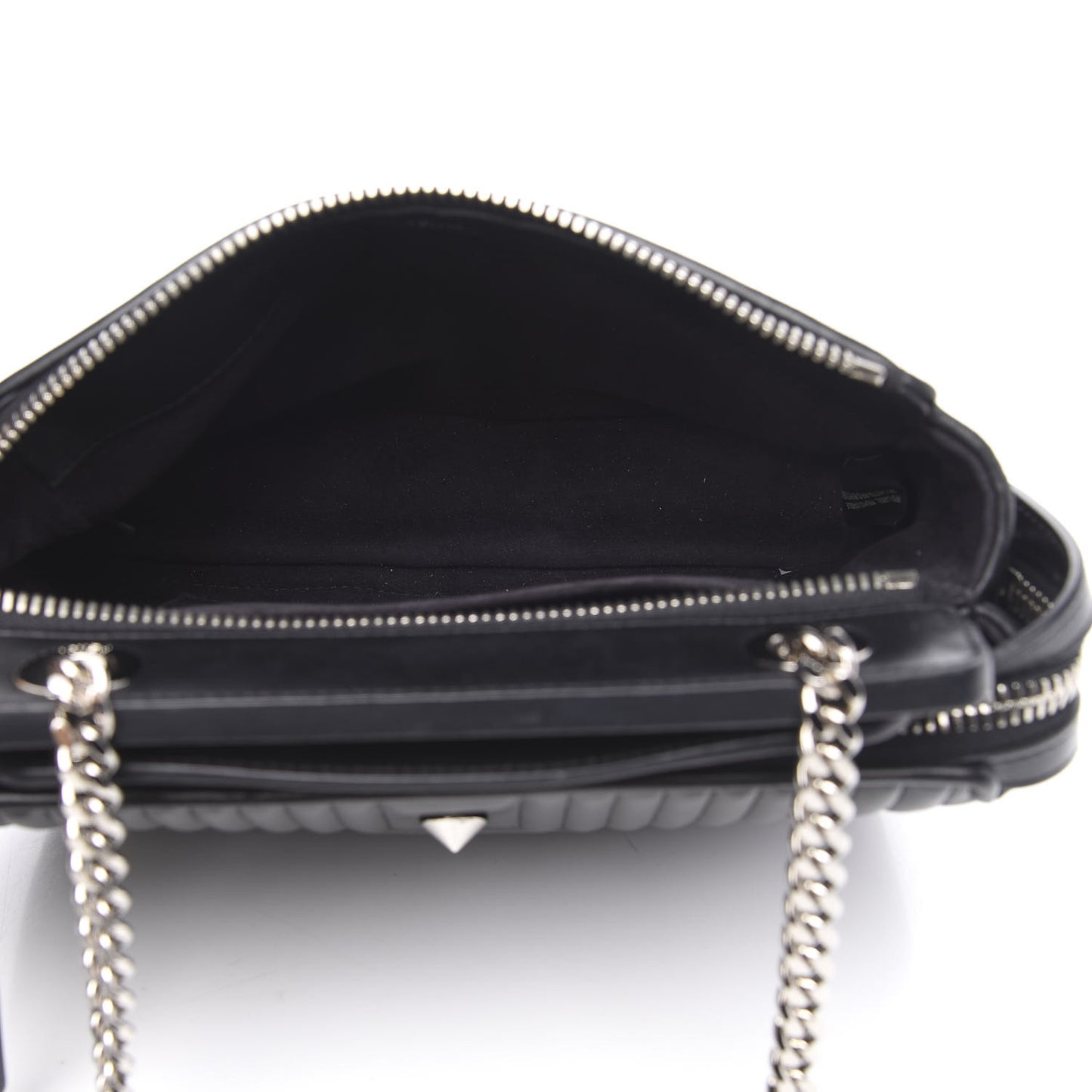 Shiny Nappa Trapuntata Small DotCom Click Chain Satchel Black