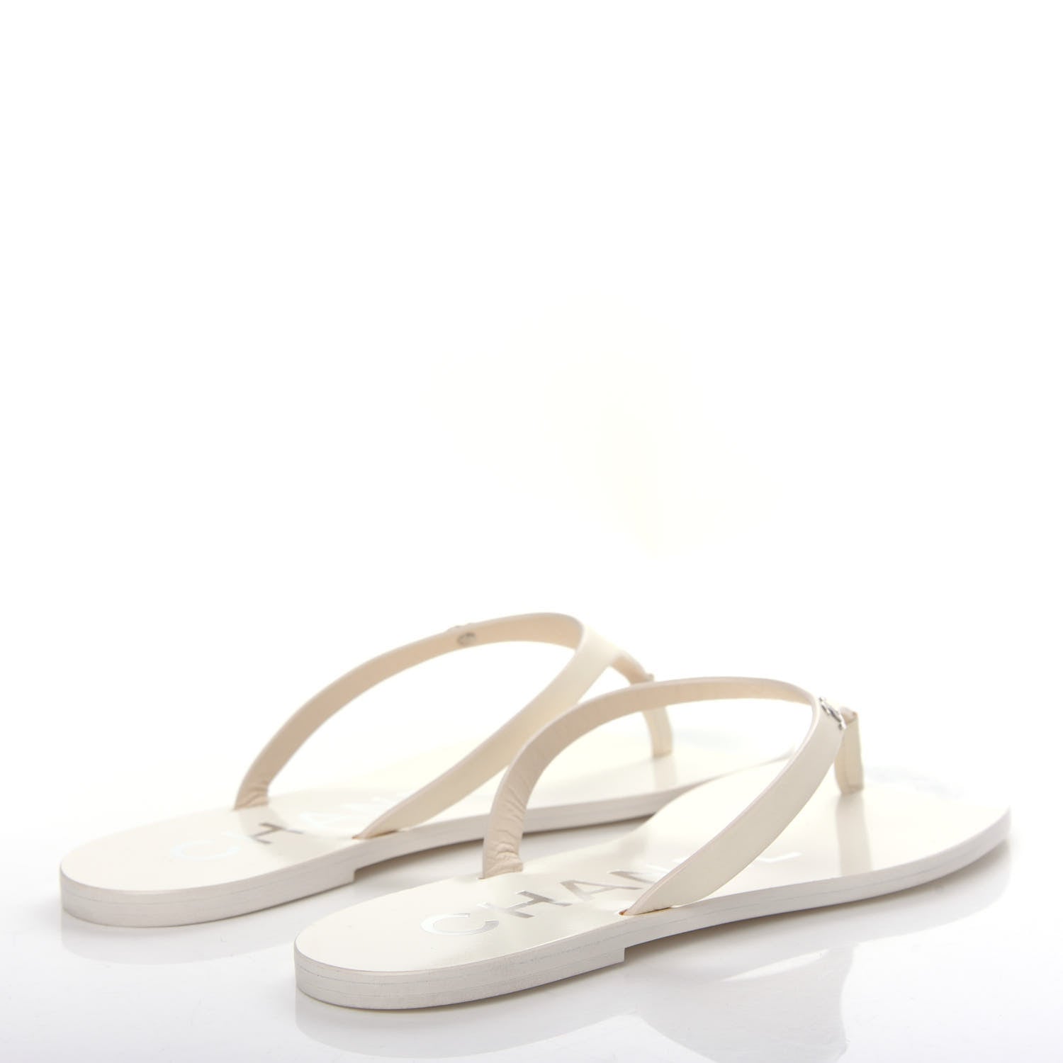Chanel Calfskin CC Thong Sandals 35 White 4 of 11