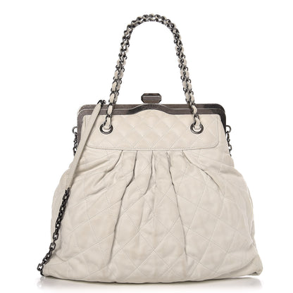 Chanel Iridescent Calfskin Chic Quilt Frame Tote White 1 of 8