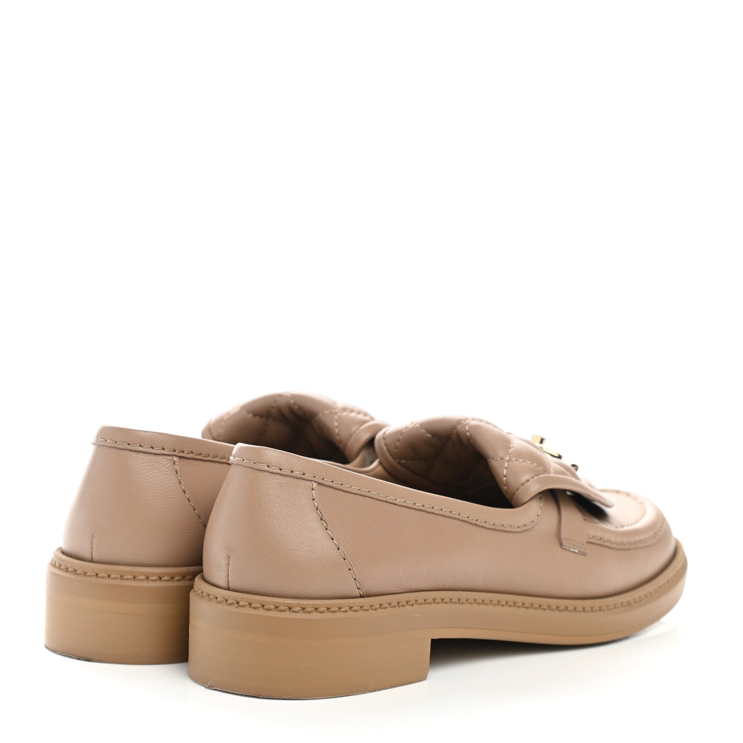 Chanel Lambskin Quilted CC Turnlock Loafers 37.5 Beige 4 of 9