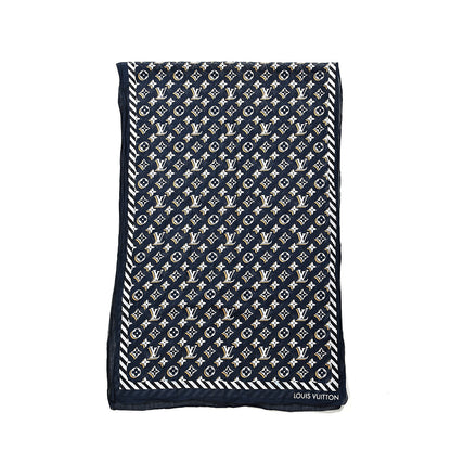 Louis Vuitton Cotton Monogram Bulles Pareo Scarf Navy 2 of 3