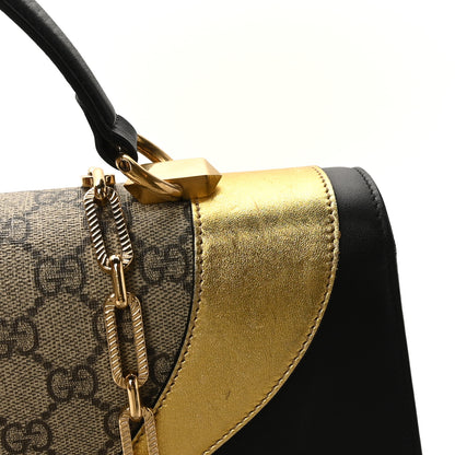 Gucci Nappa GG Supreme Monogram Medium Osiride Top Handle Bag Black Oro Vecchio Beige Ebony 13 of 13