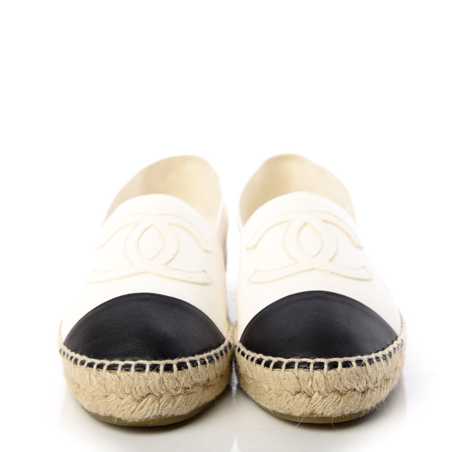 Chanel Lambskin CC Espadrilles 38 White Black 2 of 10