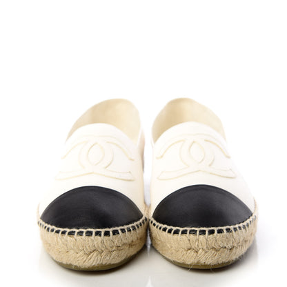 Chanel Lambskin CC Espadrilles 38 White Black 2 of 10