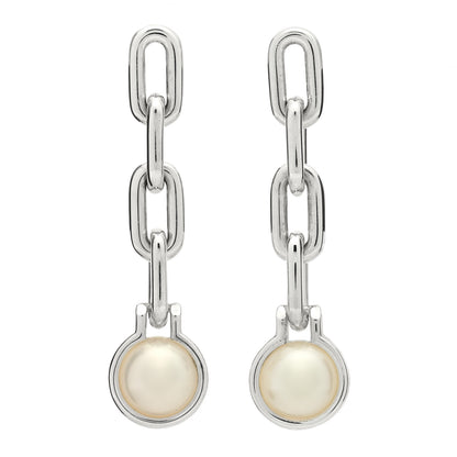 Tiffany Sterling Silver Pearl HardWear Triple Link Earrings 1 of 4