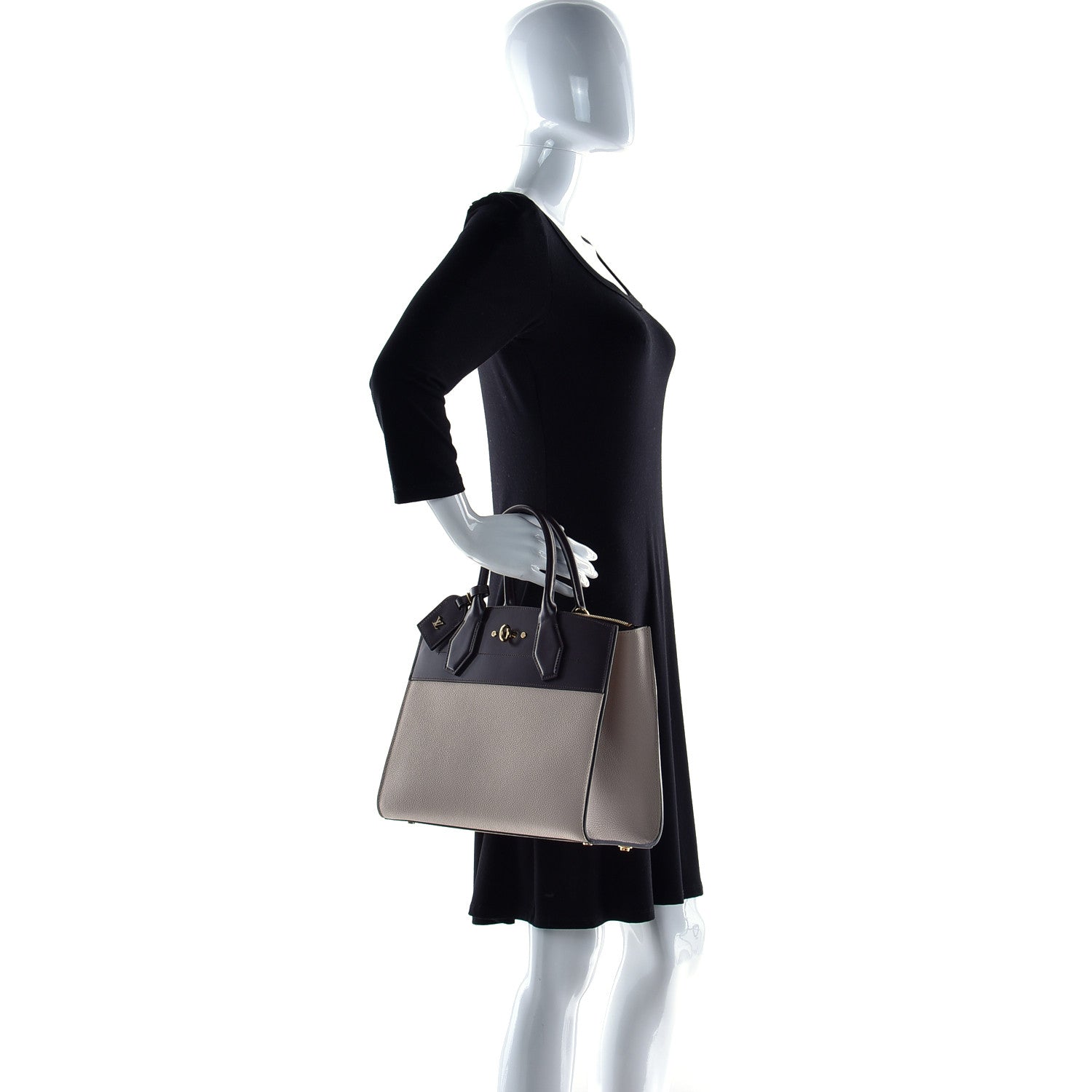 Louis Vuitton Taurillon Calfskin City Steamer MM Grey Bordeaux 2 of 12