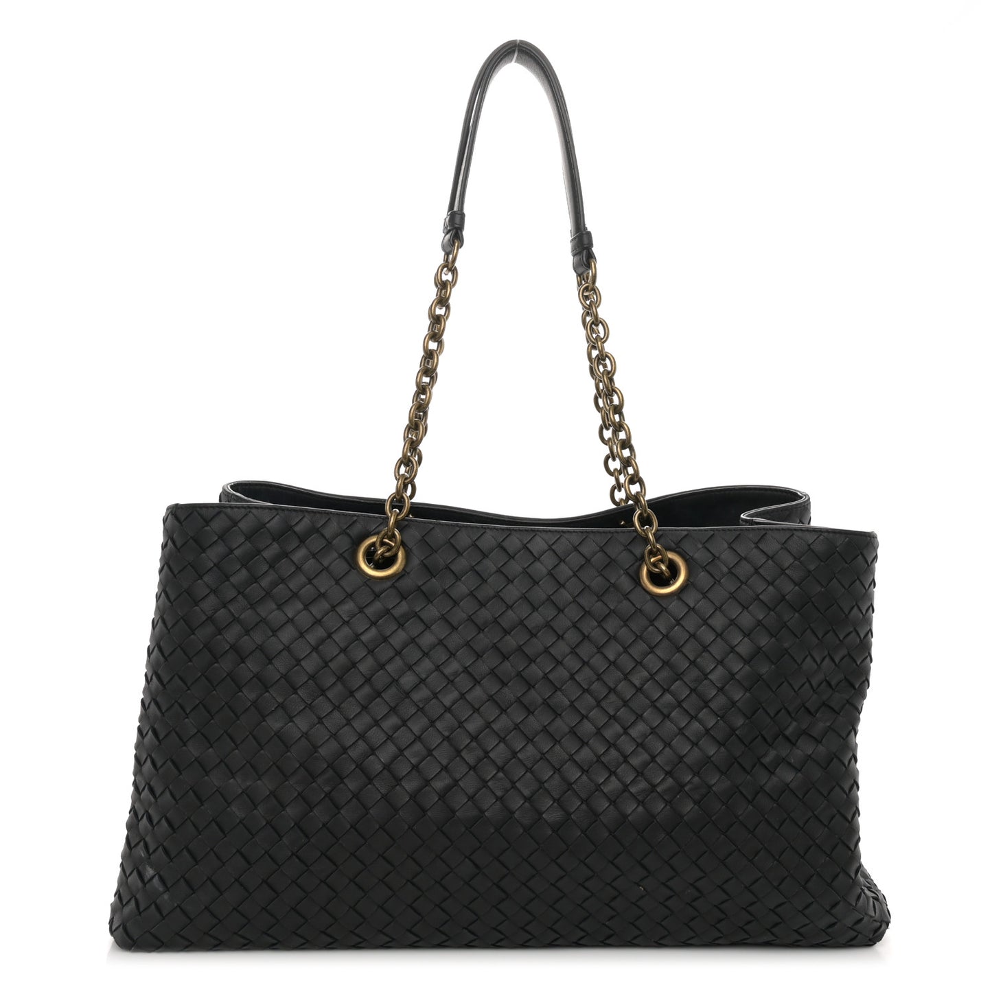 Nappa Intrecciato Medium Classic Chain Strap Tote Black