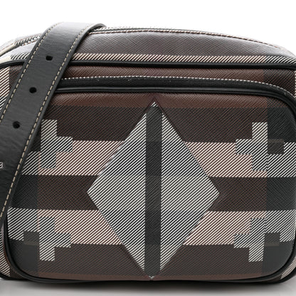 Burberry E-Canvas Calfskin Geometric Check Paddy Messenger Dark Birch Brown White 8 of 14