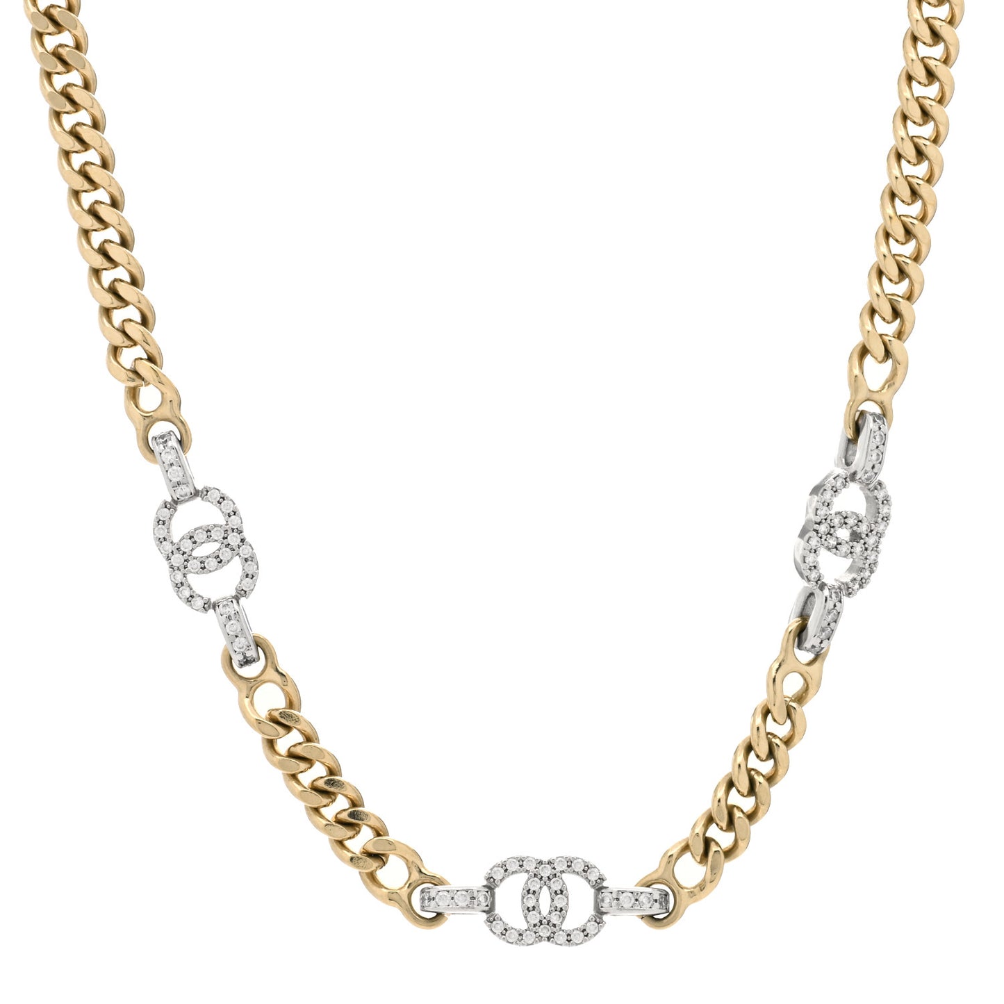 Crystal Chain CC Link Choker Gold Silver