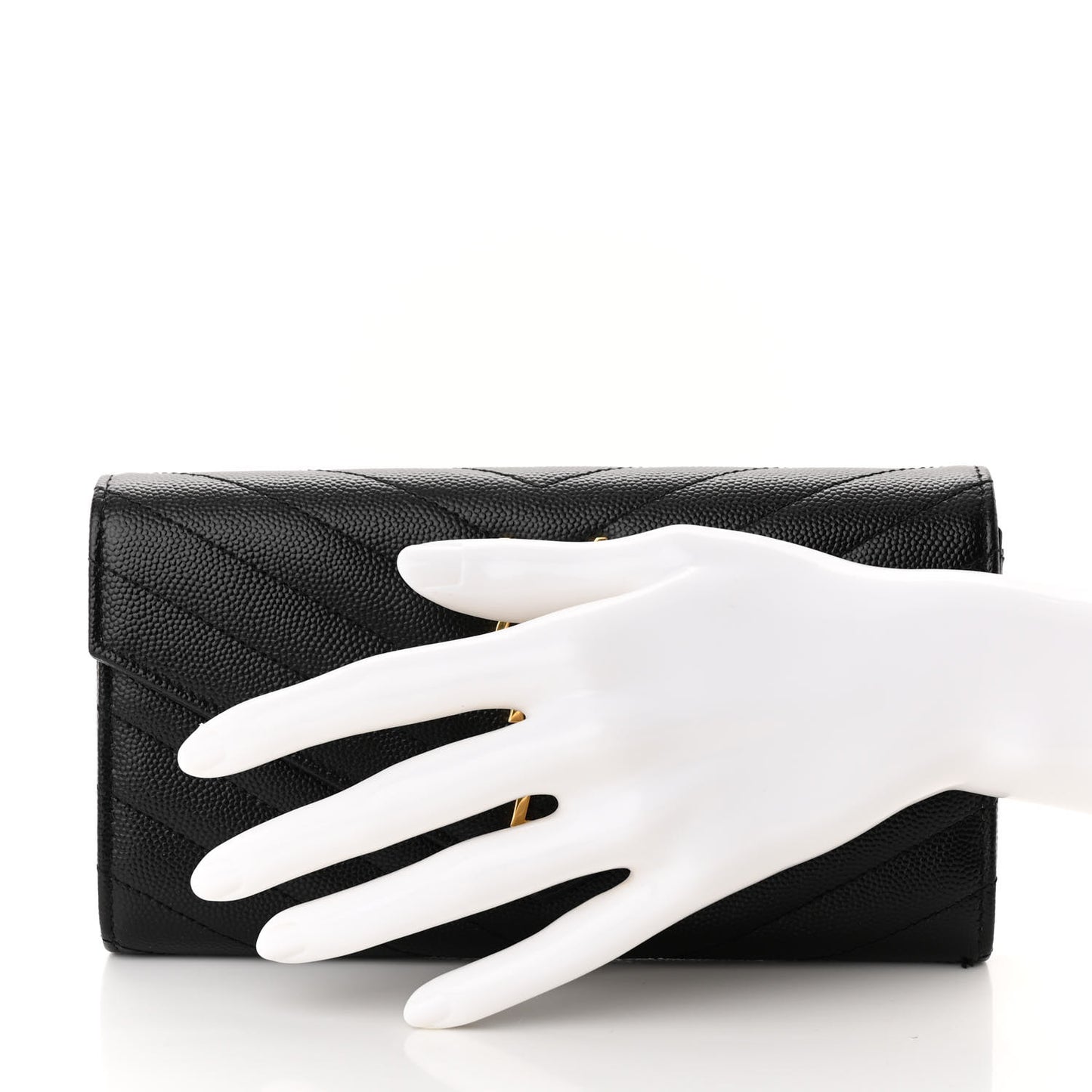 Grain De Poudre Matelasse Chevron Monogram Flap Wallet Black