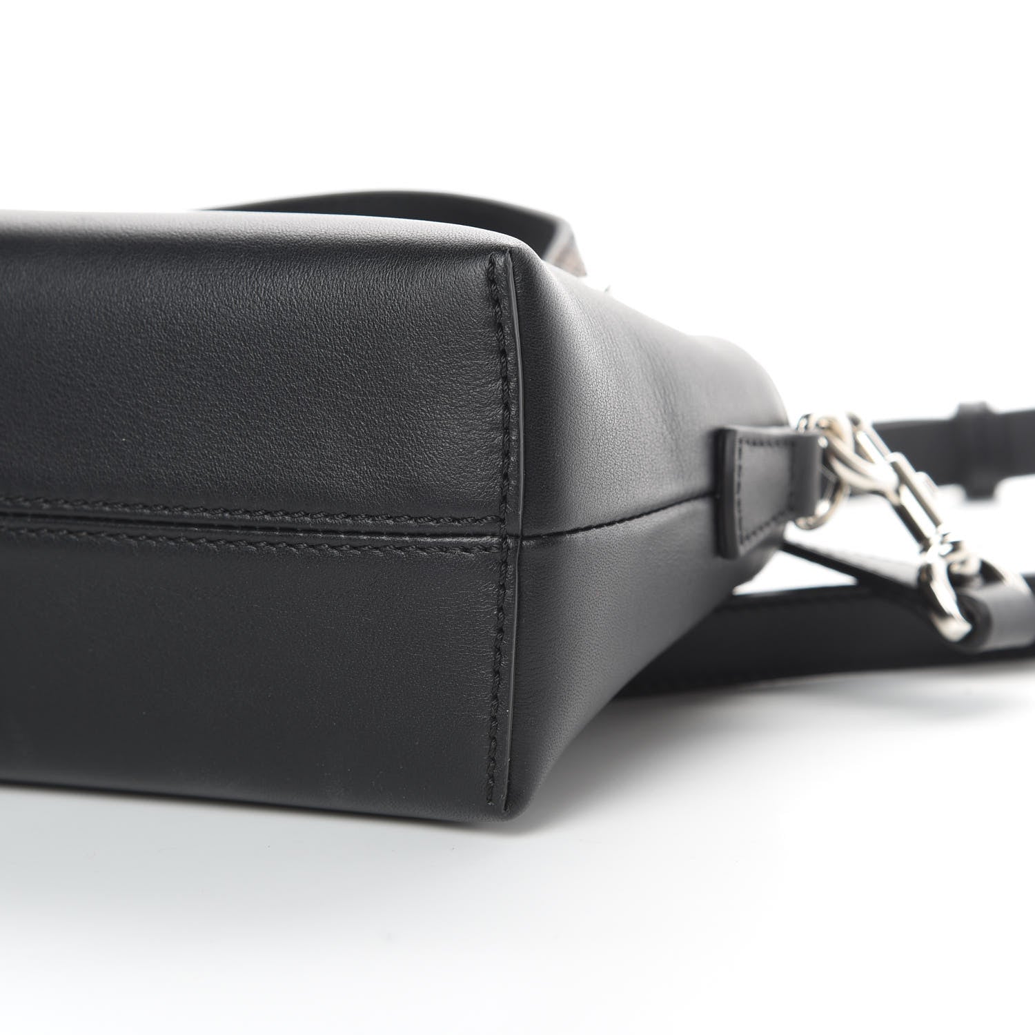 Fendi Vitello Dolce Bi-Color FF 1974 Embossed Mini By The Way Boston Bag Black Maya 10 of 11