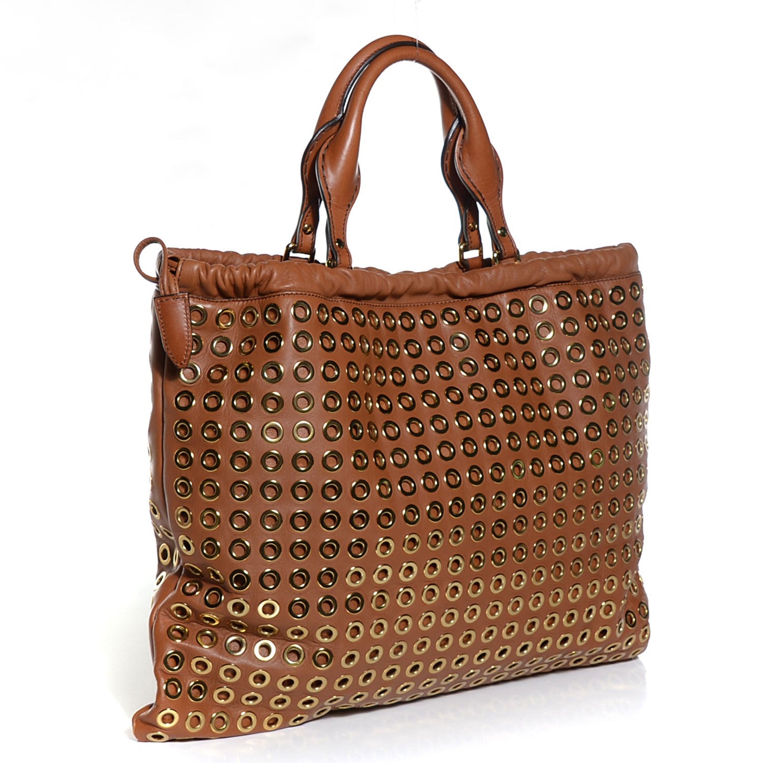 Burberry Leather Big Crush Eyelet Tote Bright Tan 3 of 9