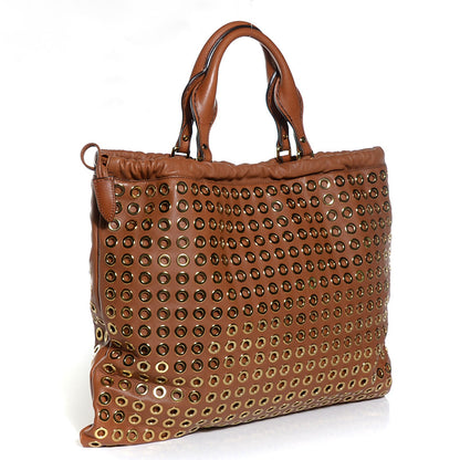 Burberry Leather Big Crush Eyelet Tote Bright Tan 3 of 9
