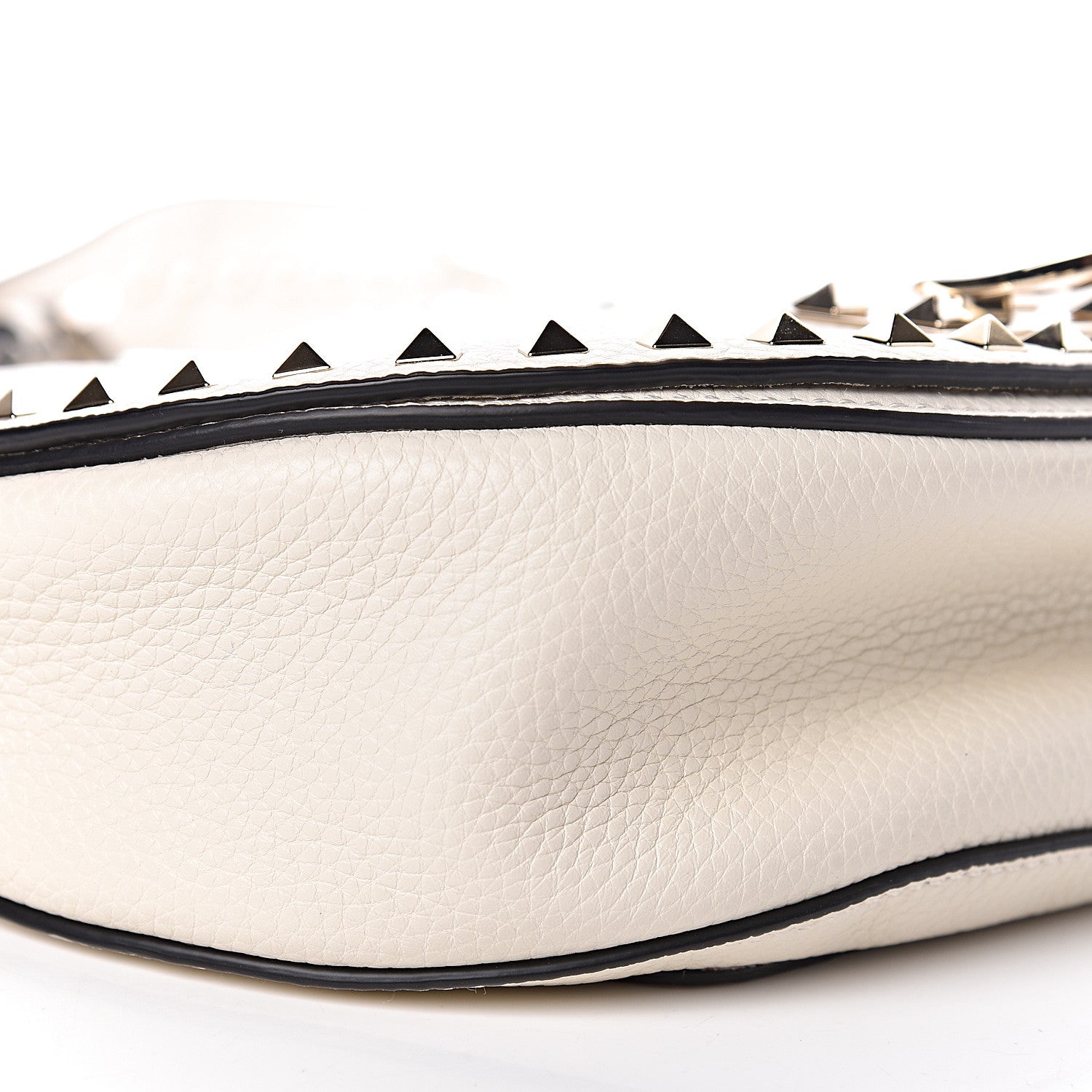 Valentino Garavani Grained Calfskin Rockstud Saddle Bag Light Ivory 7 of 10