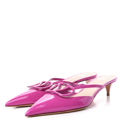 Valentino Garavani Patent Vlogo Low Heel Mules 37 Radiant Orchid 3 of 11