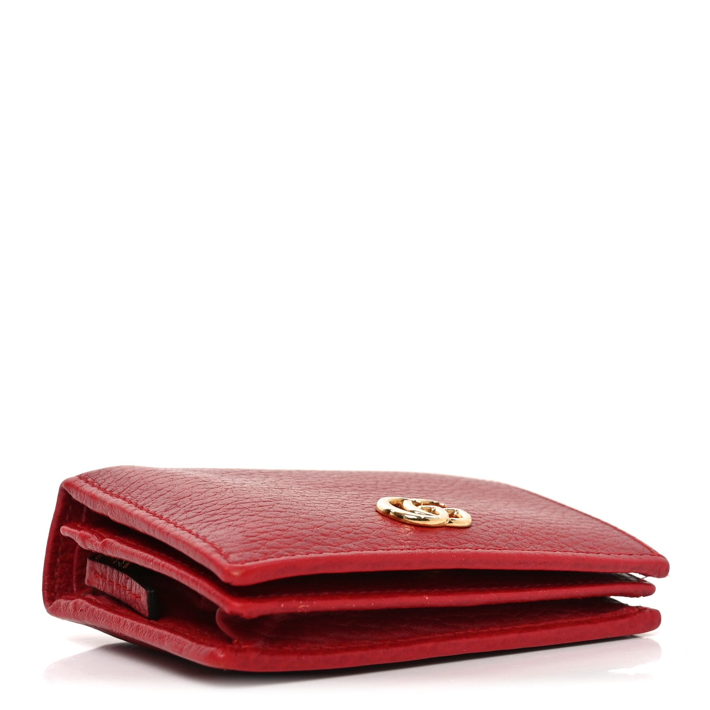 Pebbled Calfskin GG Marmont Card Case Hibiscus Red