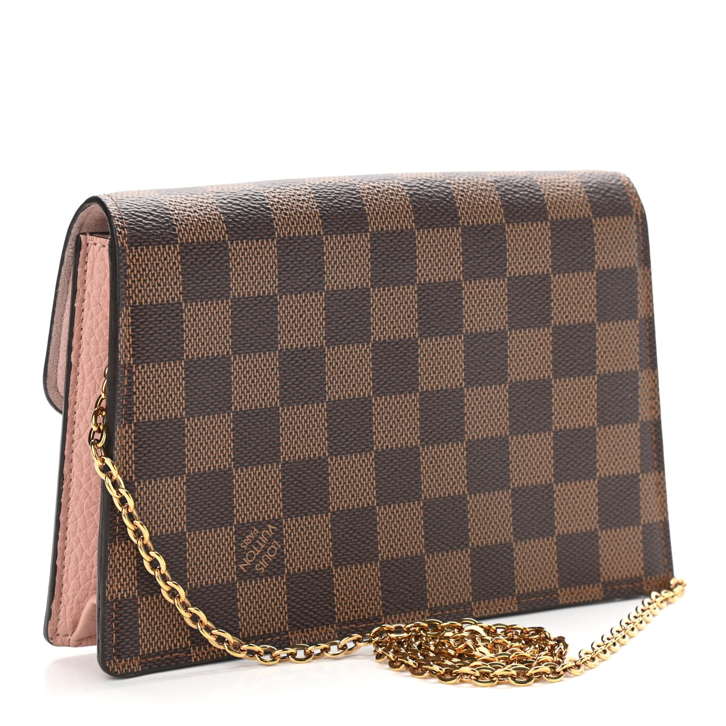 Damier Ebene Croisette Chain Wallet Magnolia