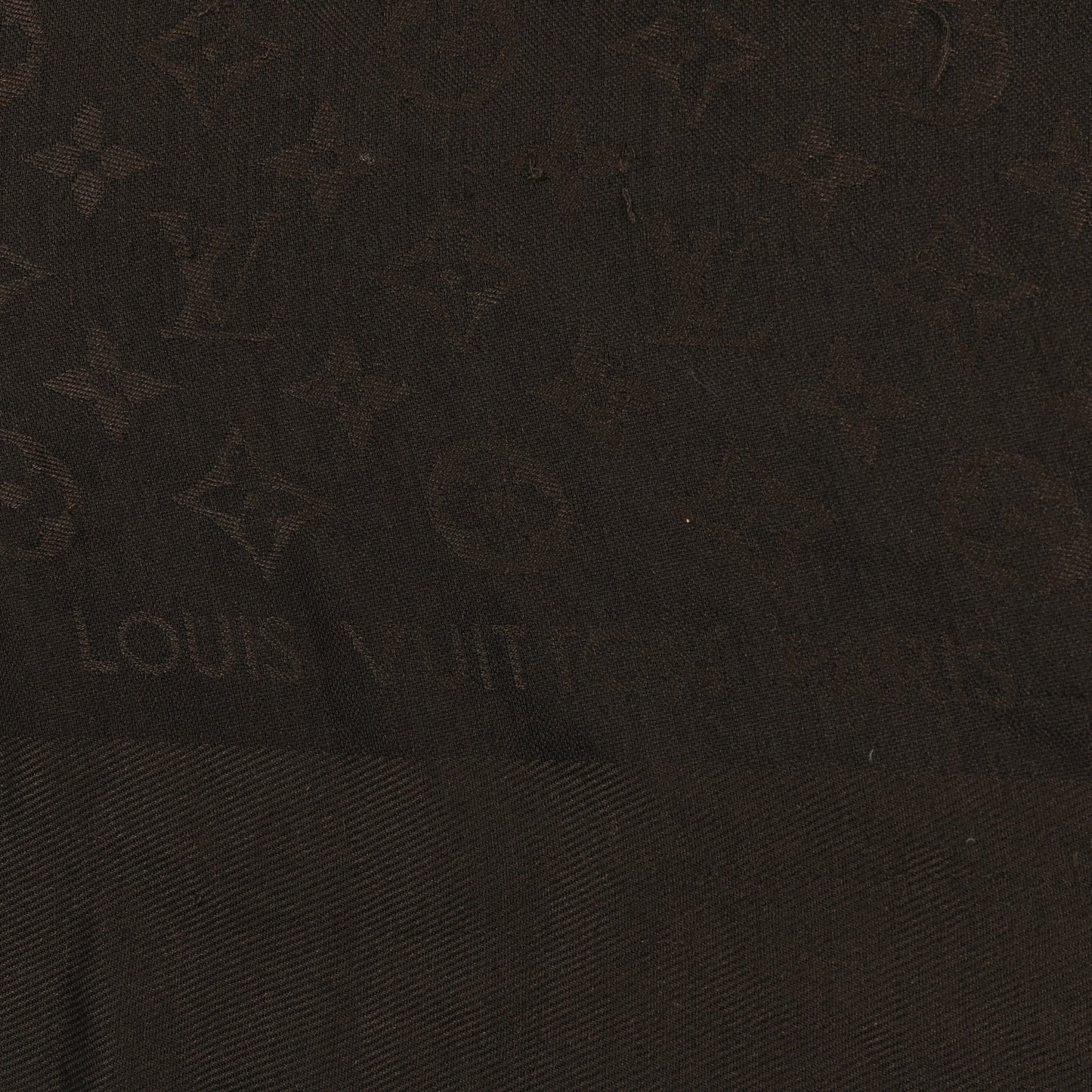 Silk Wool Monogram Denim Shawl Chocolate