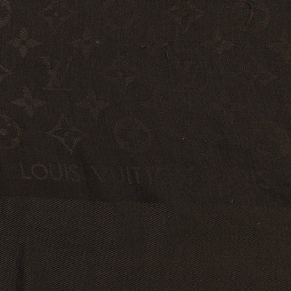 Louis Vuitton Silk Wool Monogram Denim Shawl Chocolate 2 of 4