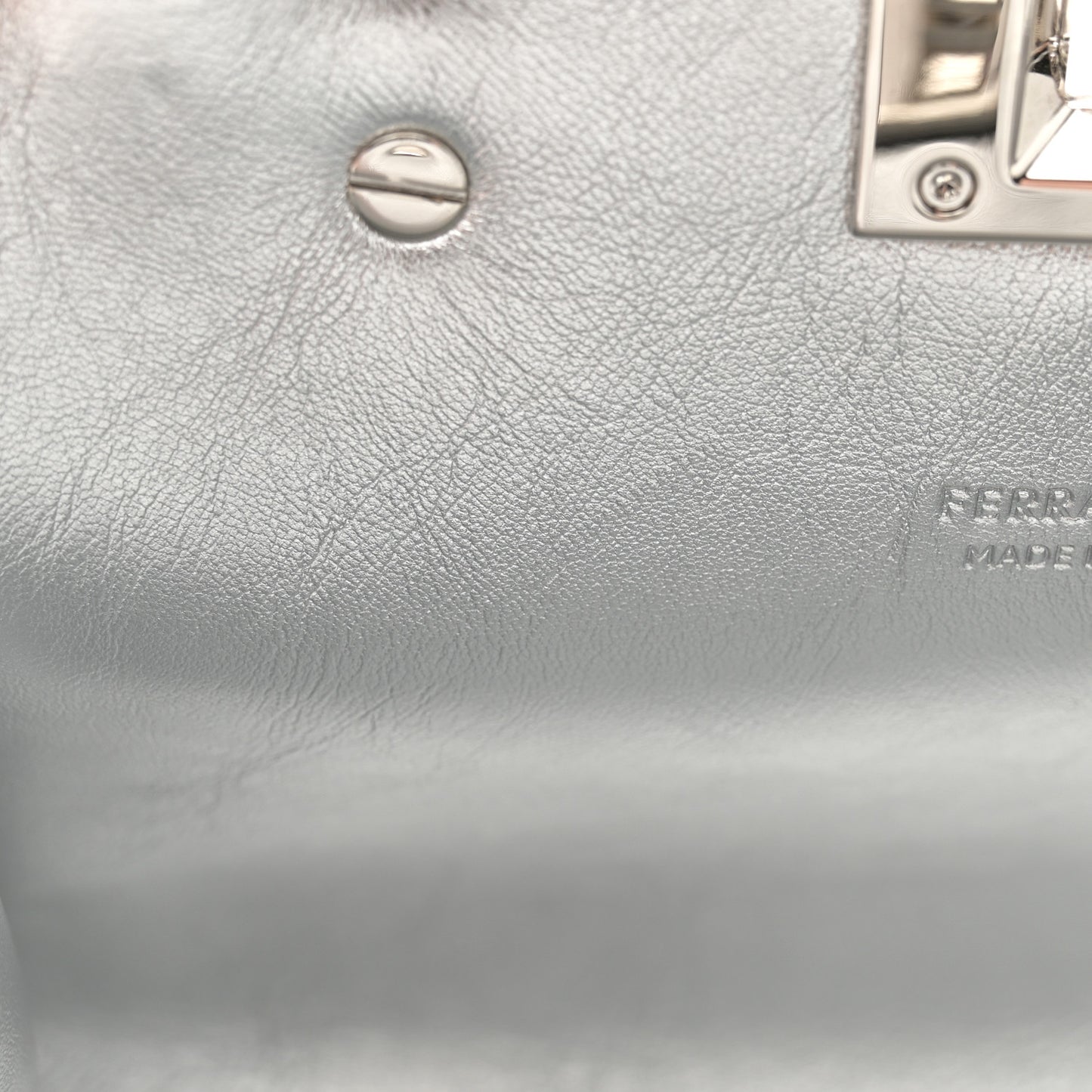 Metallic Calfskin Small The Studio Box Bag Argento