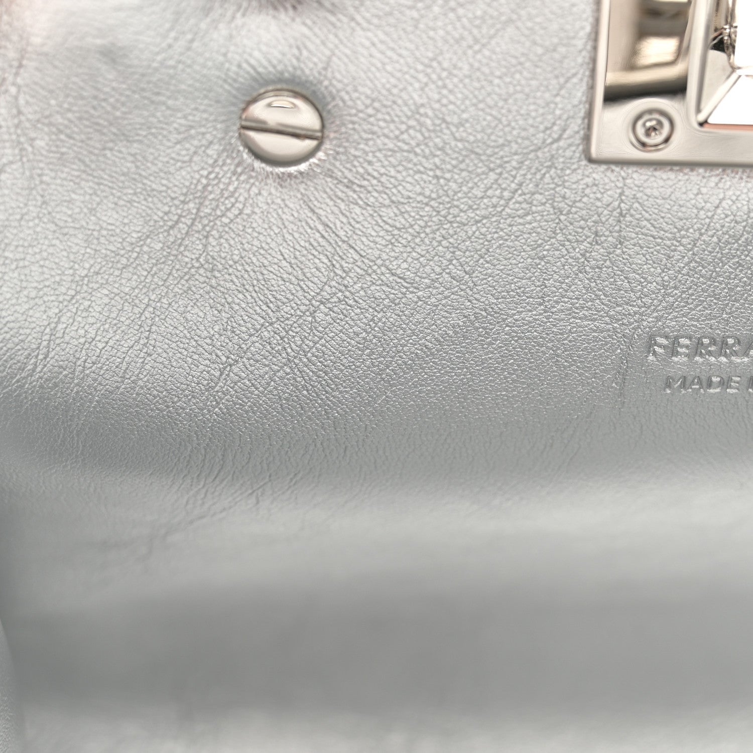 Salvatore Ferragamo Metallic Calfskin Small The Studio Box Bag Argento 7 of 13