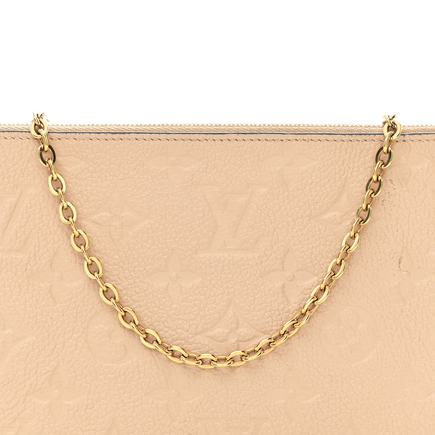 Louis Vuitton Empreinte Double Zip Pochette Beige Rose Creme