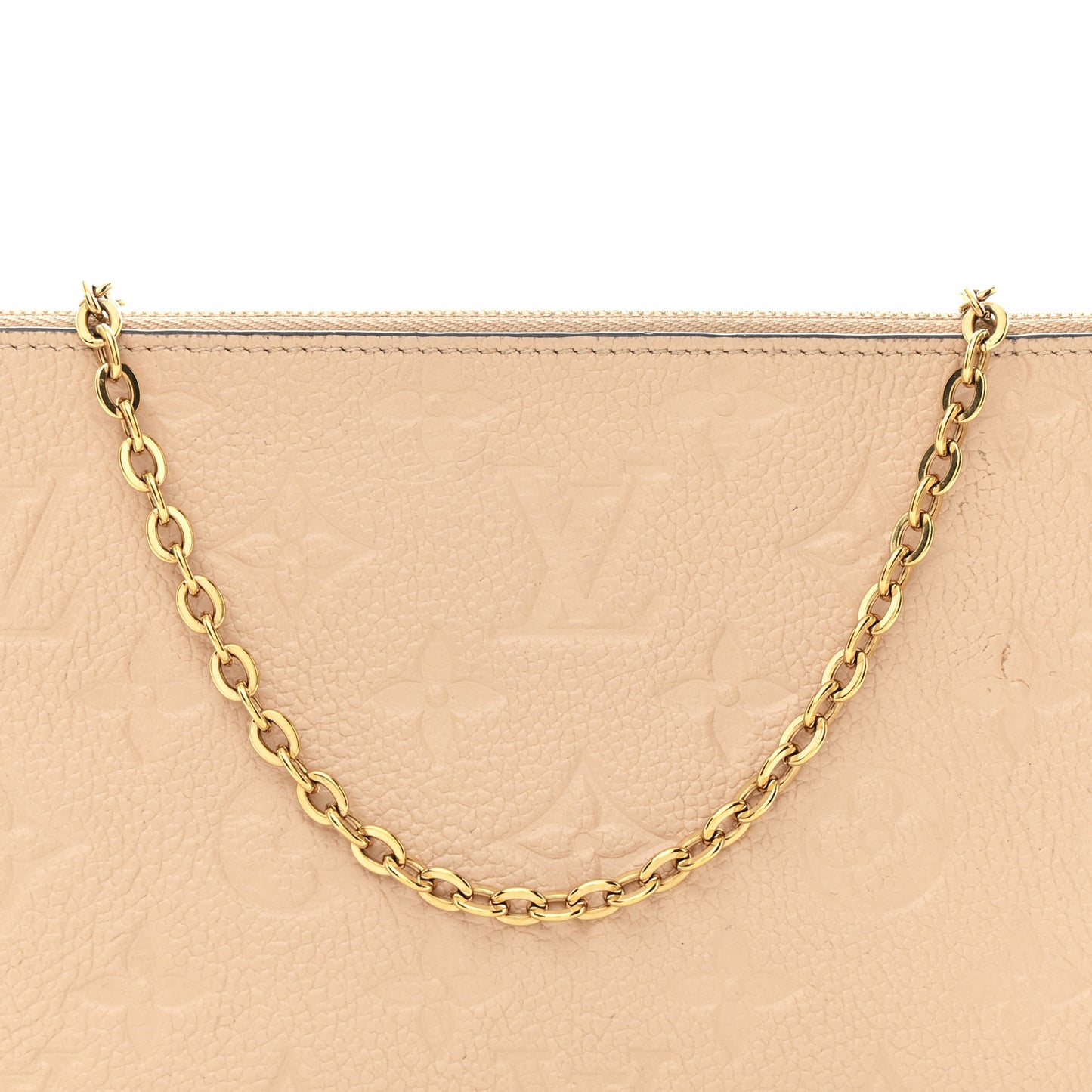 Empreinte Double Zip Pochette Beige Rose Creme