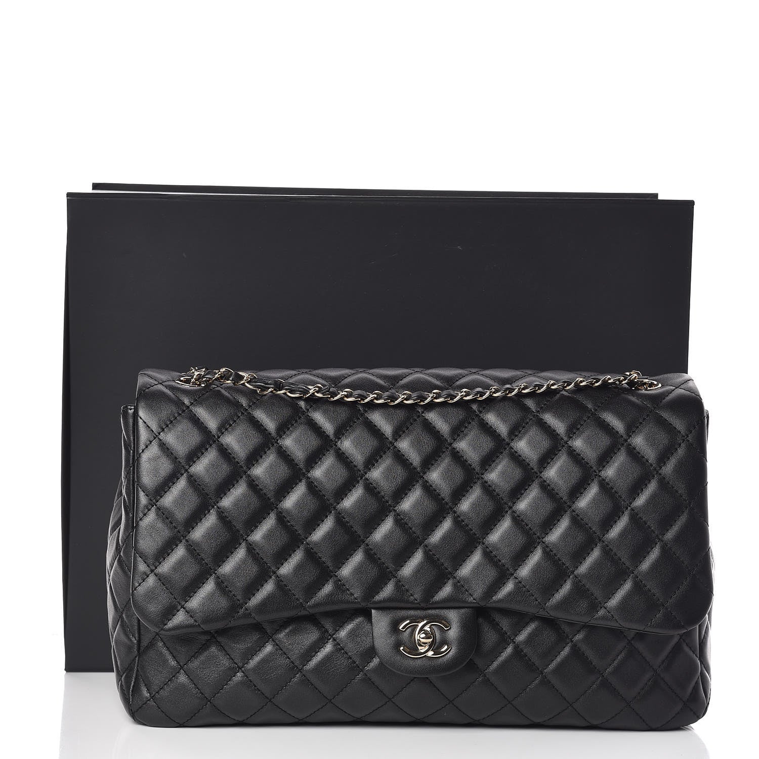 Chanel Metallized Calfskin Small XXL Travel Flap Bag Black 10 of 10