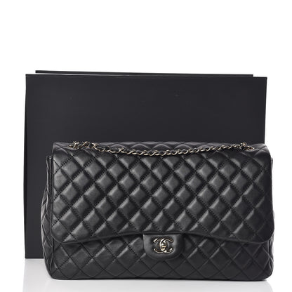 Chanel Metallized Calfskin Small XXL Travel Flap Bag Black 10 of 10