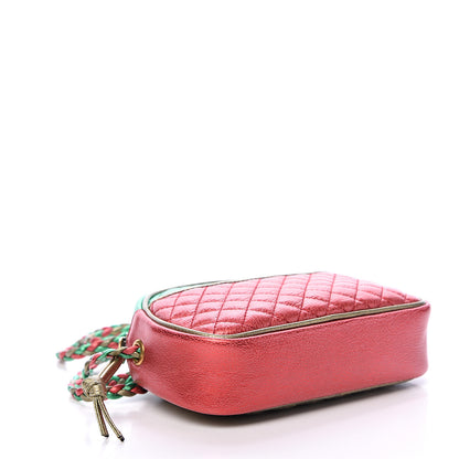 Gucci Laminated Nappa Trapuntata Mini Zumi Dome Shoulder Bag Rosso Jasmine Green Rame 3 of 9