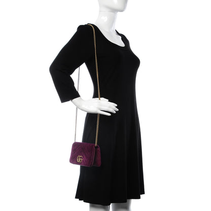 Gucci Velvet Matelasse GG Marmont Mini Bag Fuchsia Violet Cyclamen 2 of 7