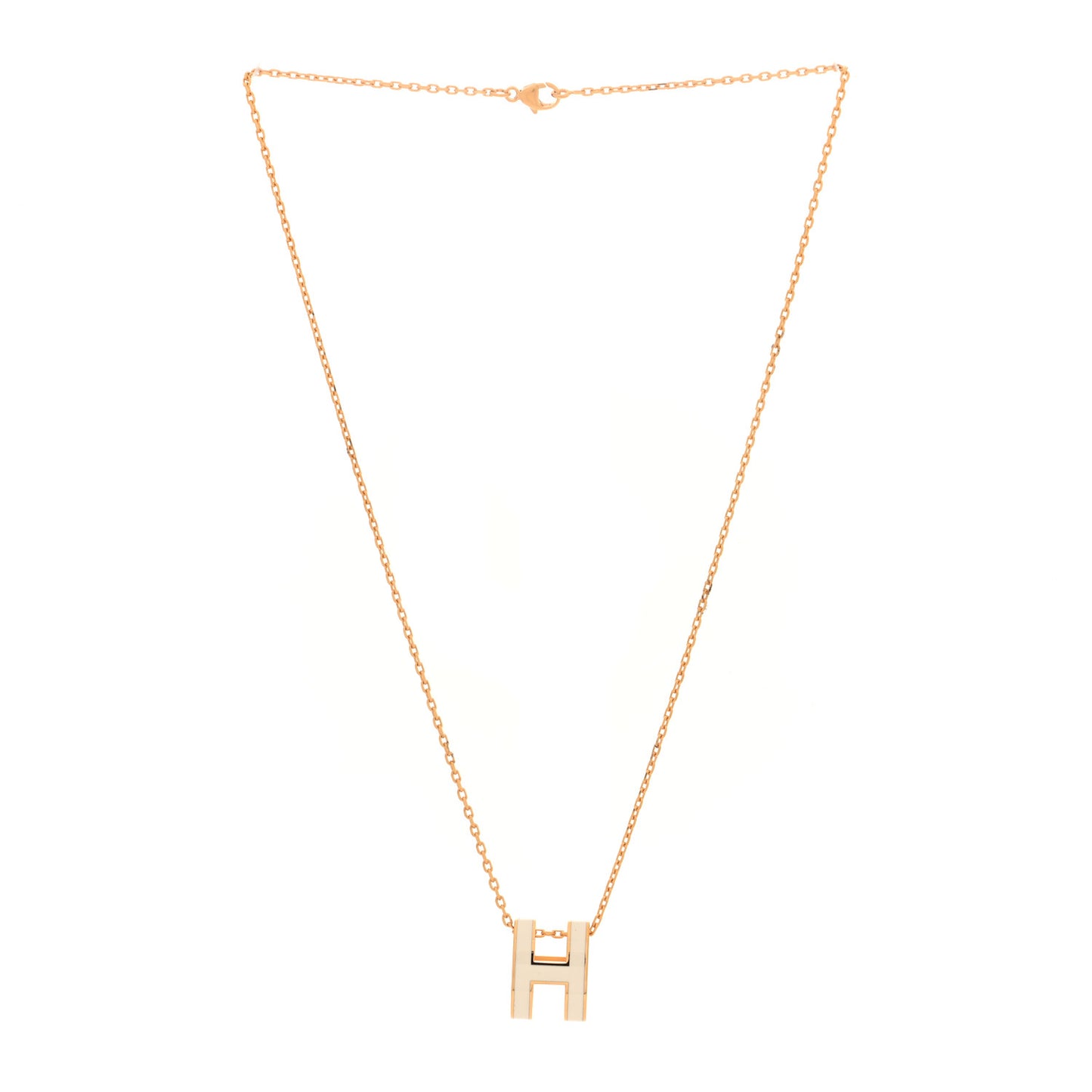 Lacquered Gold Pop H Pendant Necklace White