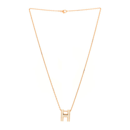 Hermes Lacquered Gold Pop H Pendant Necklace White 3 of 6