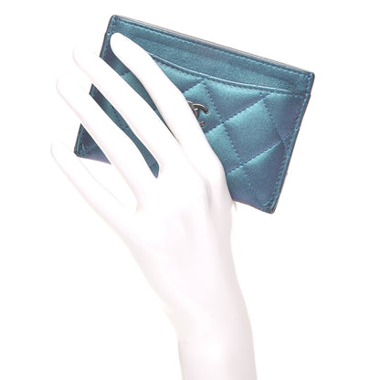 Chanel Metallic Lambskin Quilted Card Holder Turquoise 2 of 9
