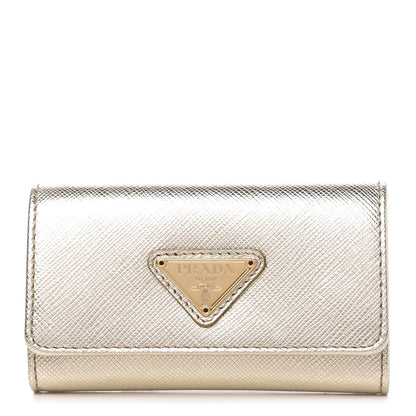 Prada Metallic Saffiano 4 Key Holder Pirite 1 of 6