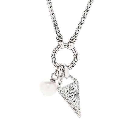 John Hardy Sterling Silver Black Sapphire Black Spinel Cultured Pearl Classic Chain Tiga Amulet Keyring Necklace 4 of 4