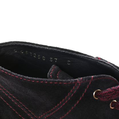 Chanel Suede Lace Up Wedge Booties 37 Dark Blue 8 of 8